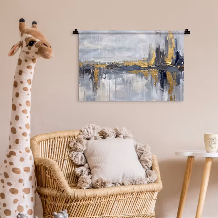 Wandkleed - Abstract - Structuur - Goud - Grijs - Modern — 5