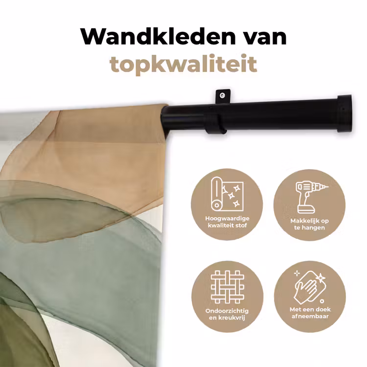 Wandkleed - Abstract - Vormen - Modern - Kunst - Groen - Bruin — 3
