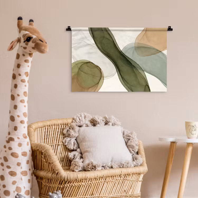 Wandkleed - Abstract - Vormen - Modern - Kunst - Groen - Bruin — 5