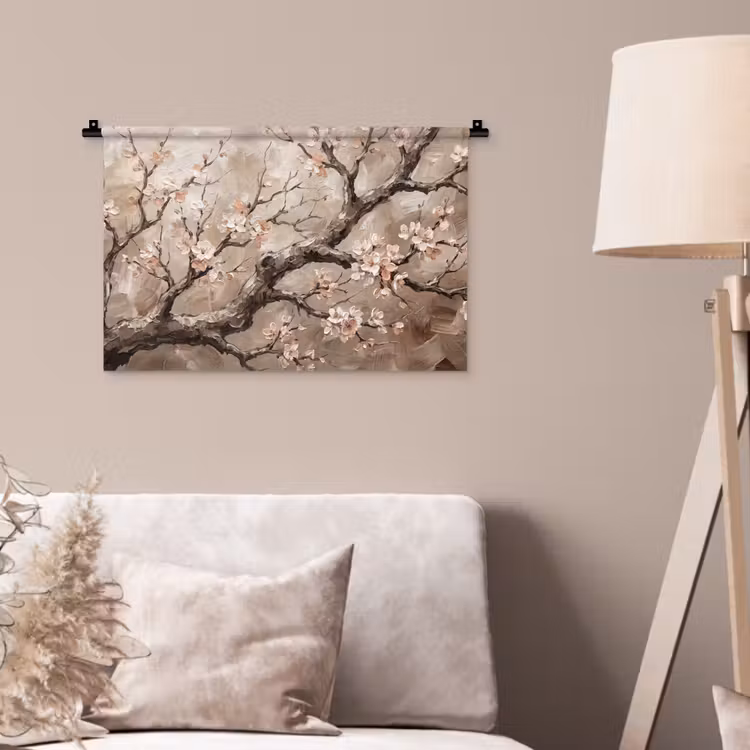 Wandkleed - Bloesem - Takken - Schilderij - Beige - Serene — 2