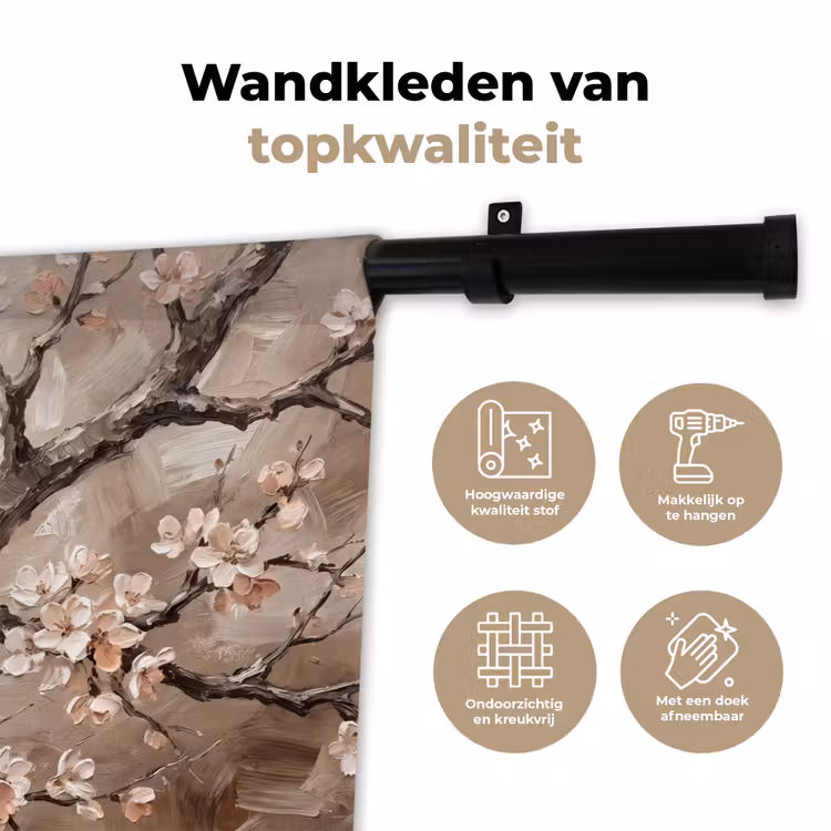 Wandkleed - Bloesem - Takken - Schilderij - Beige - Serene — 3