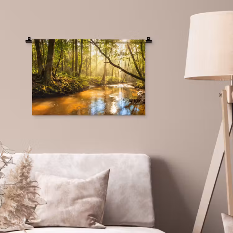Wandkleed - Bos - Beek - Zonlicht - Natuur - Groen — 2