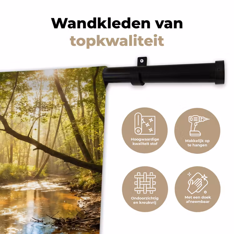 Wandkleed - Bos - Beek - Zonlicht - Natuur - Groen — 3
