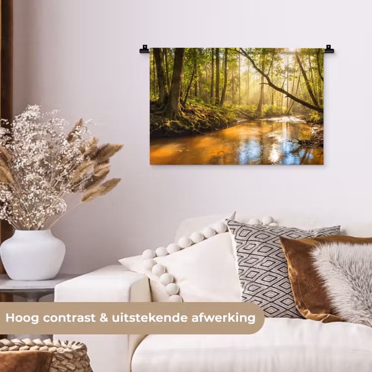 Wandkleed - Bos - Beek - Zonlicht - Natuur - Groen — 4