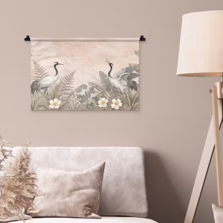 Wandkleed - Kraanvogels - Natuur - Roze — 2