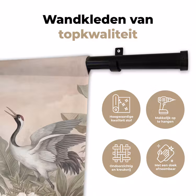 Wandkleed - Kraanvogels - Natuur - Roze — 3
