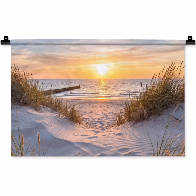 Wandkleed - Strand - Zonsondergang - Natuur - Landschap — 1