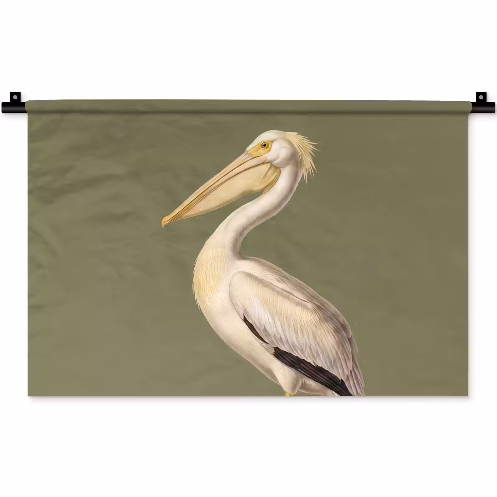 Wandkleed - Pelikaan - Wit - Vogel - Klassiek - Natuur — 1