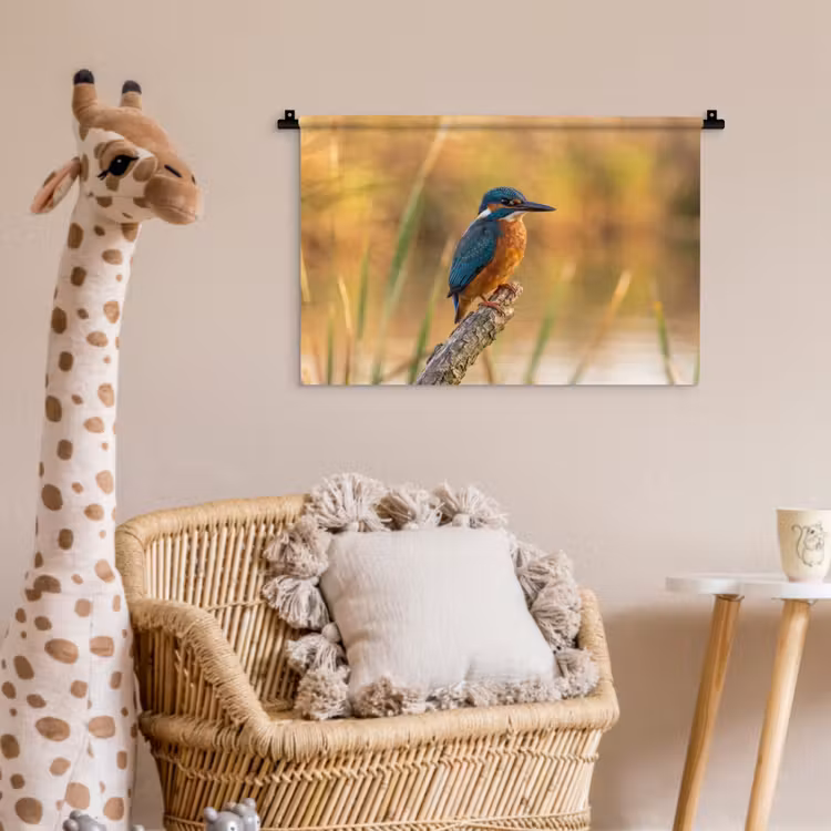 Wandkleed - IJsvogel - Tak - Water - Kleurrijk - Levendig — 5