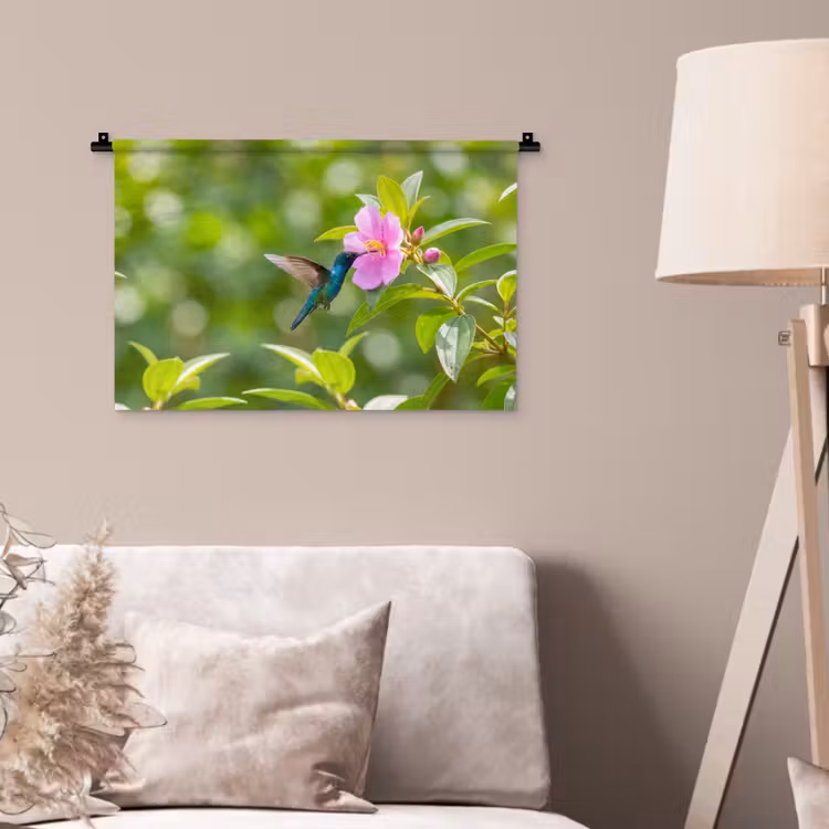 Wandkleed - Kolibrie - Bloem - Natuur - Groen — 2