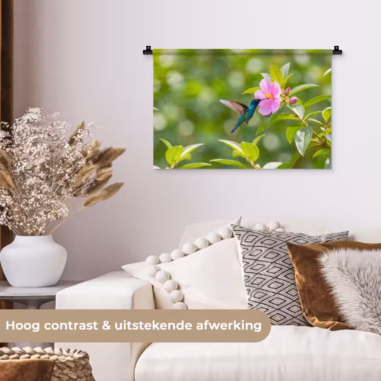 Wandkleed - Kolibrie - Bloem - Natuur - Groen — 4