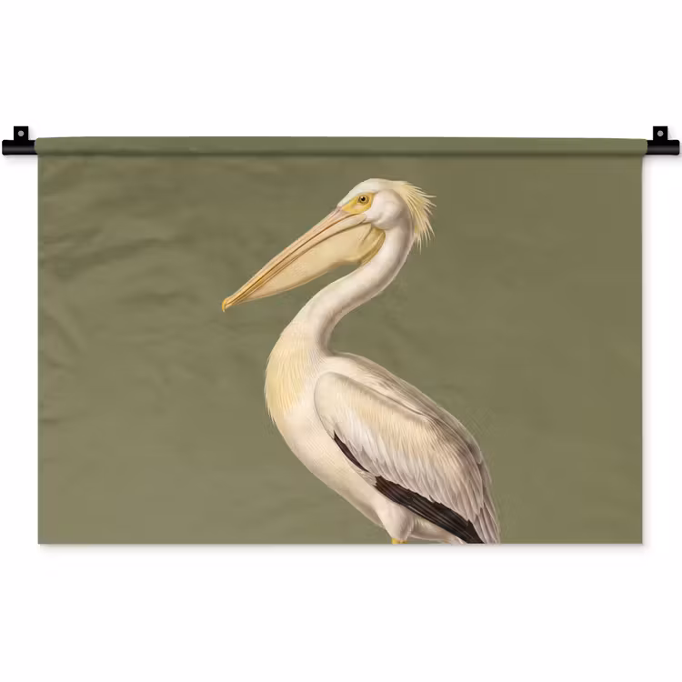 Wandkleed - Pelikaan - Wit - Vogel - Klassiek - Natuur — 1
