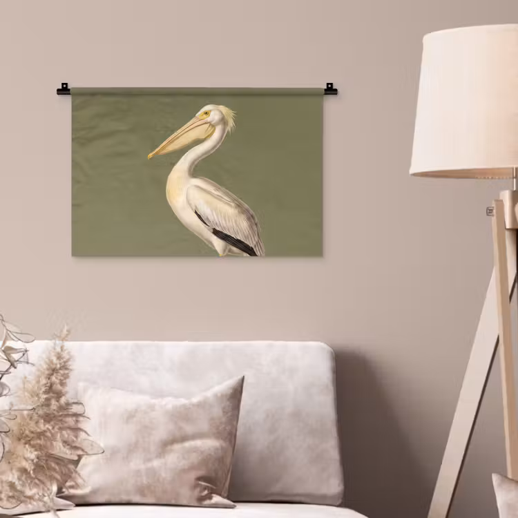 Wandkleed - Pelikaan - Wit - Vogel - Klassiek - Natuur — 2