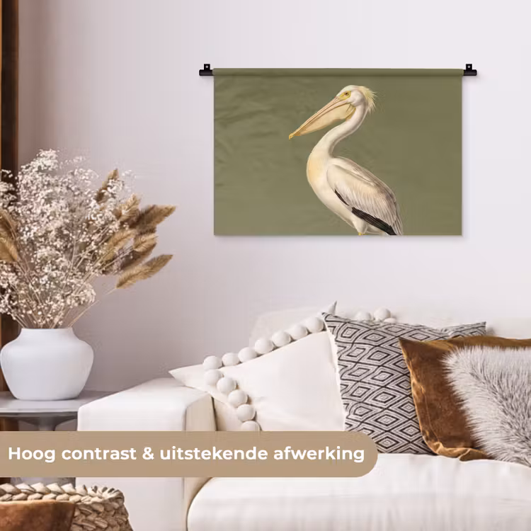 Wandkleed - Pelikaan - Wit - Vogel - Klassiek - Natuur — 4