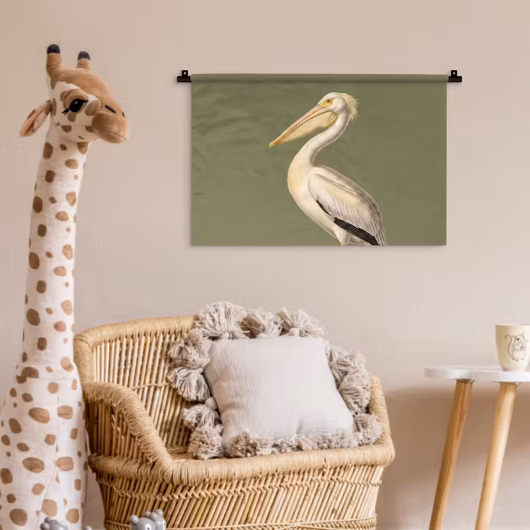 Wandkleed - Pelikaan - Wit - Vogel - Klassiek - Natuur — 5