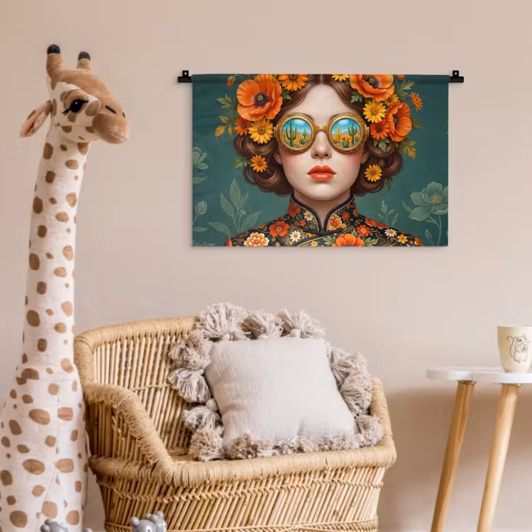 Wandkleed - Portret - Vrouw - Kleurrijk - Expressief — 5