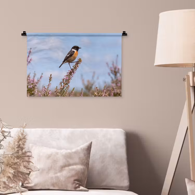 Wandkleed - Roodborsttapuit - Heide - Paars - Natuur - Sfeervol — 2