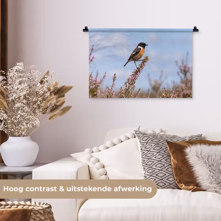 Wandkleed - Roodborsttapuit - Heide - Paars - Natuur - Sfeervol — 4