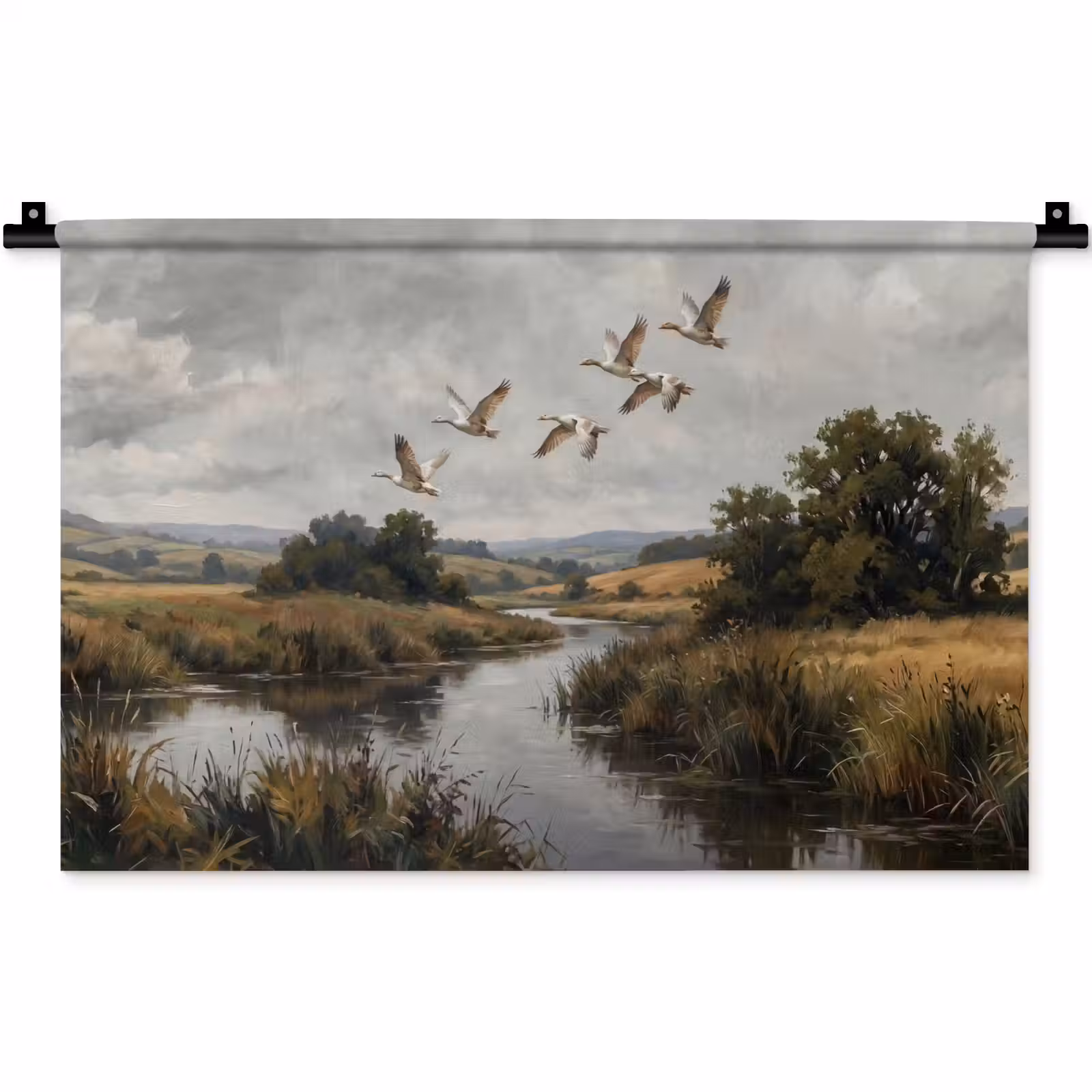 Wandkleed - Eenden - Rivier - Landschap - Vlucht - Nostalgisch — 1
