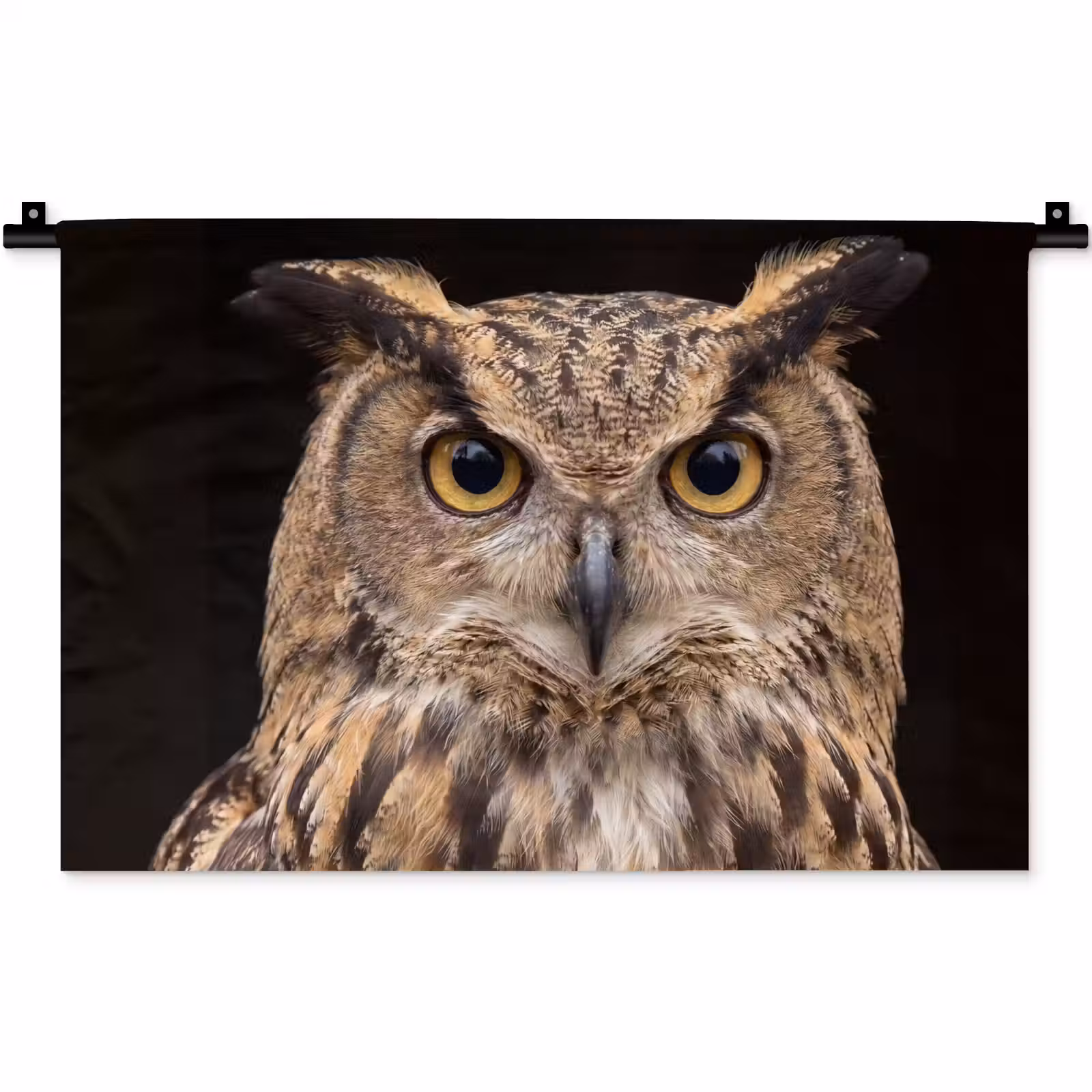Wandkleed - Oehoe - Uil - Portret - Bruin — 1