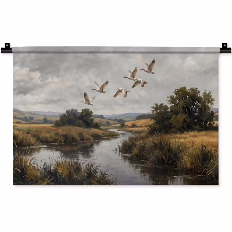 Wandkleed - Eenden - Rivier - Landschap - Vlucht - Nostalgisch — 1