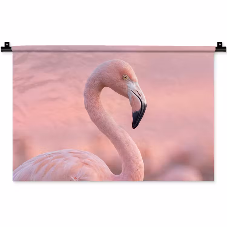 Wandkleed - Flamingo - Portret - Roze — 1