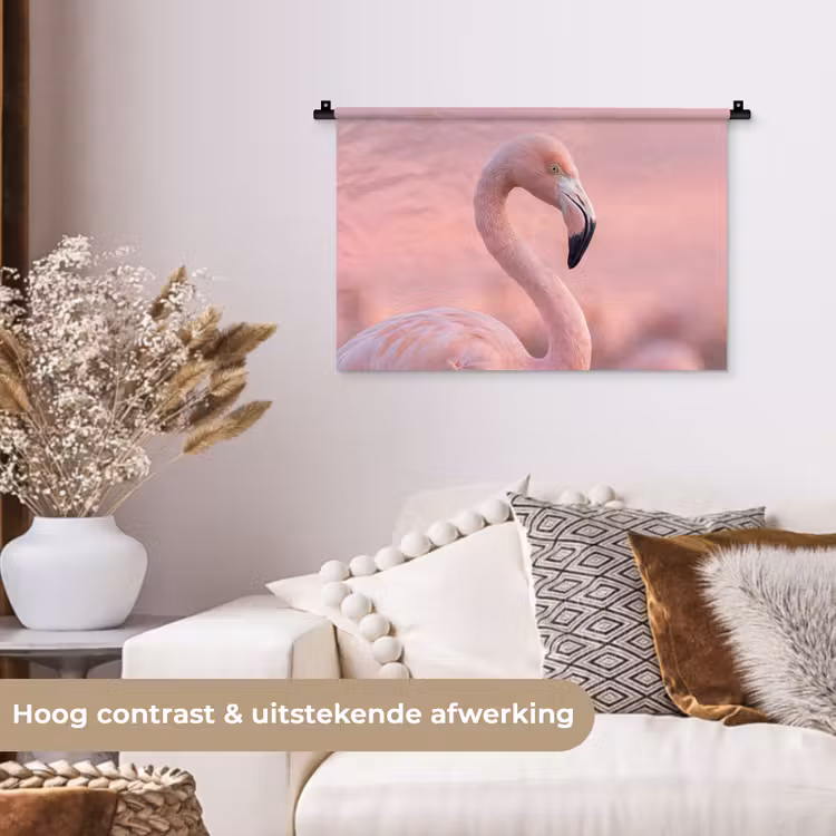 Wandkleed - Flamingo - Portret - Roze — 4