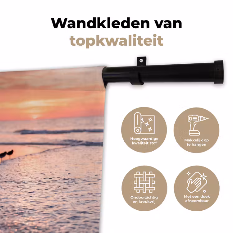 Wandkleed - Meeuwen - Strand - Zee - Roze — 3
