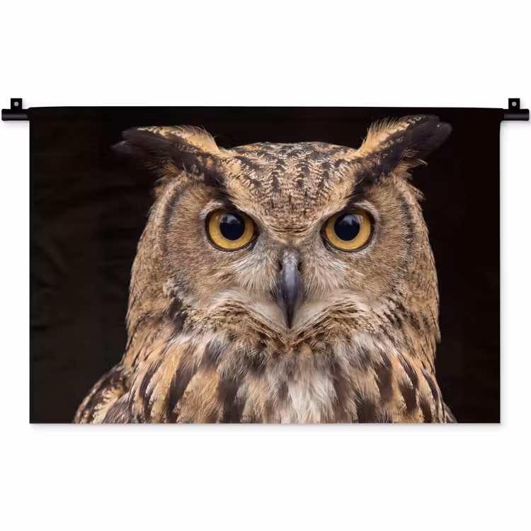 Wandkleed - Oehoe - Uil - Portret - Bruin — 1