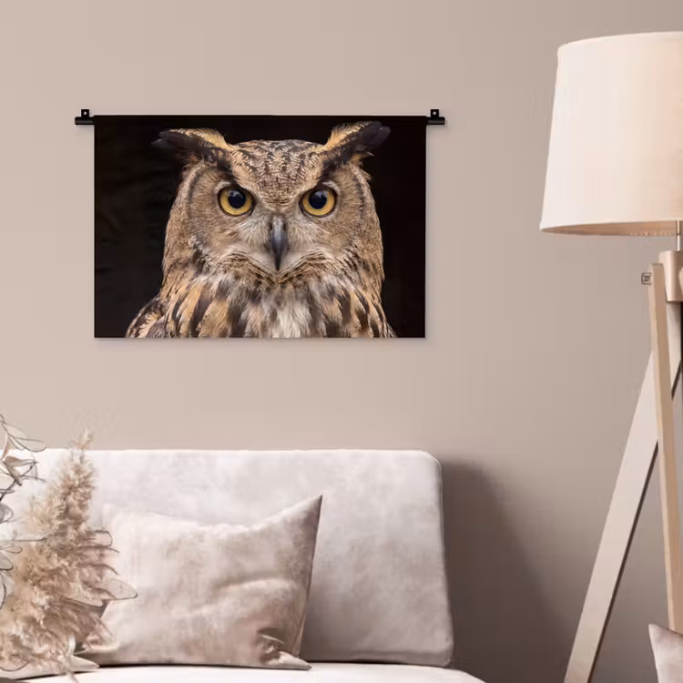 Wandkleed - Oehoe - Uil - Portret - Bruin — 2