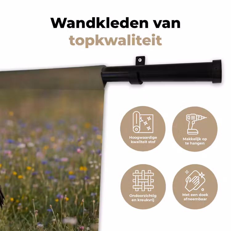 Wandkleed - Ooienvaar - Bloemen - Weide - Kleurrijk — 3