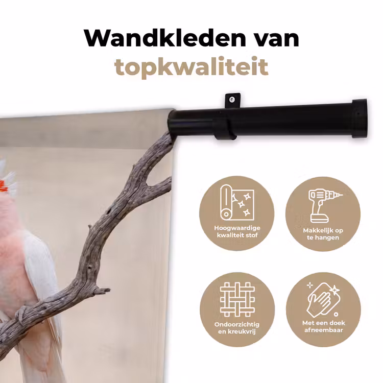 Wandkleed - Papagaai - Tak - Roze — 3