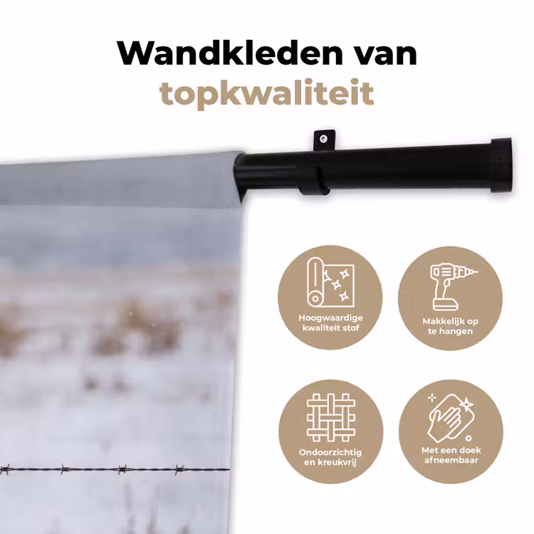 Wandkleed - Sneeuwuil - Hek - Sneeuw - Wit — 3