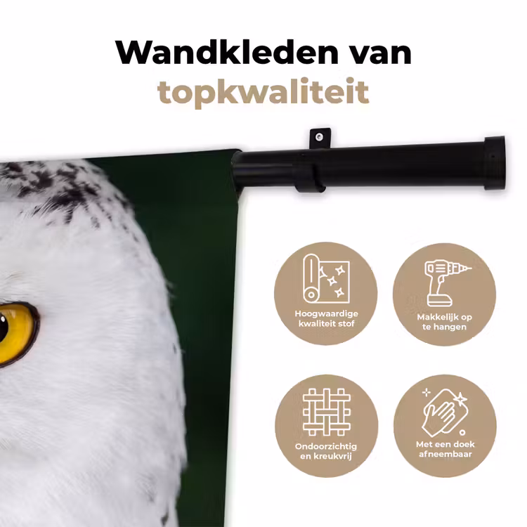 Wandkleed - Sneeuwuil - Portret - Geel — 3