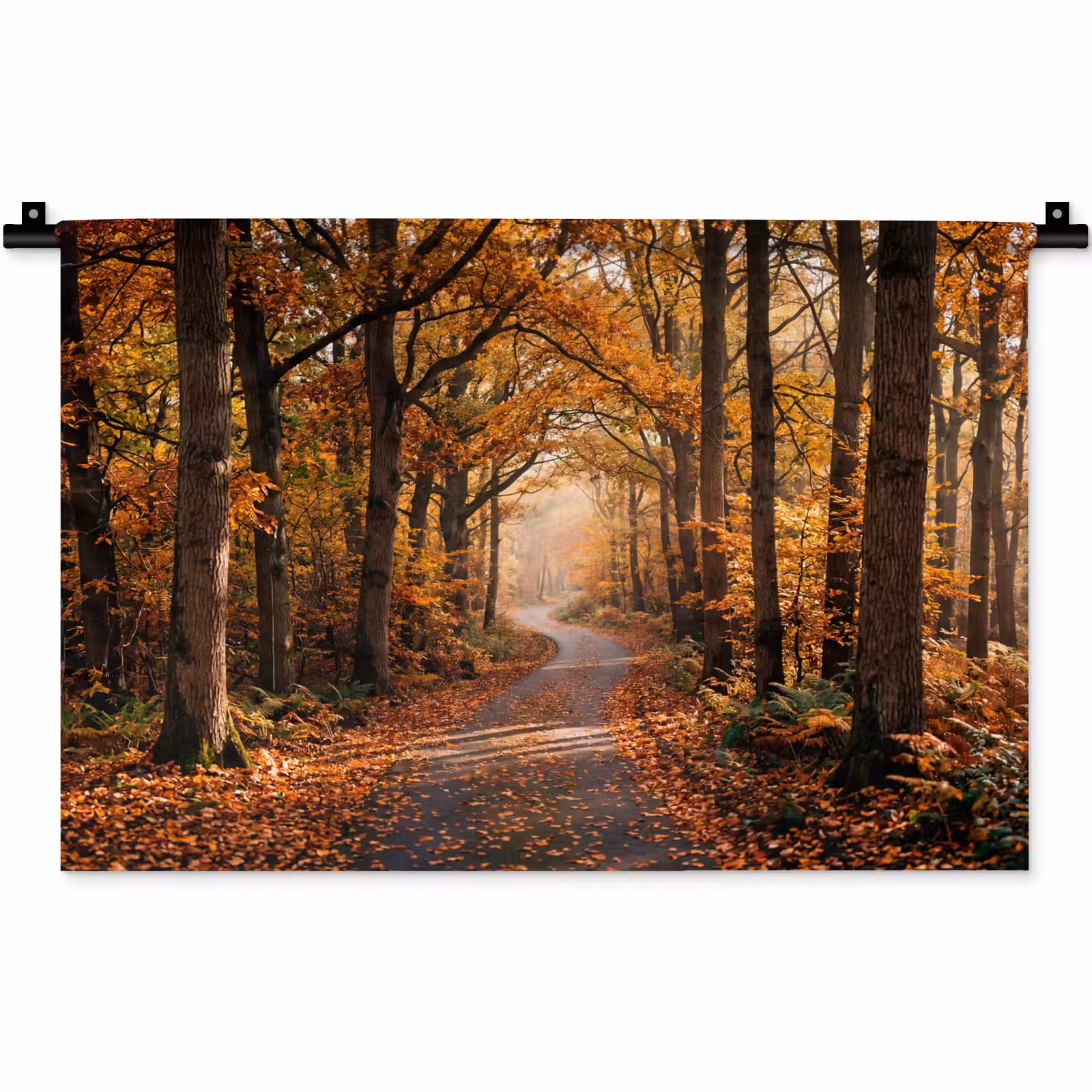 Wandkleed - Bospad - Herfstbos - Bladeren - Oranje - Nostalgisch — 1