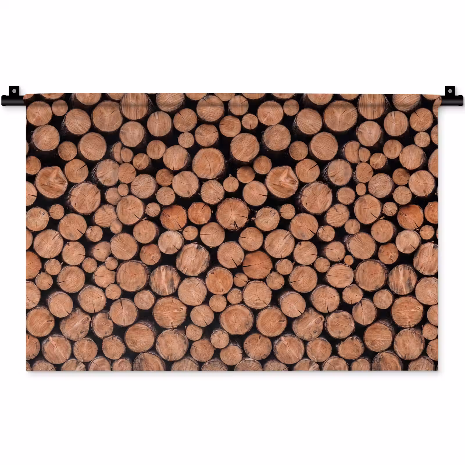 Wandkleed - Houtblokken - Textuur - Patroon - Bruin - Rustiek — 1