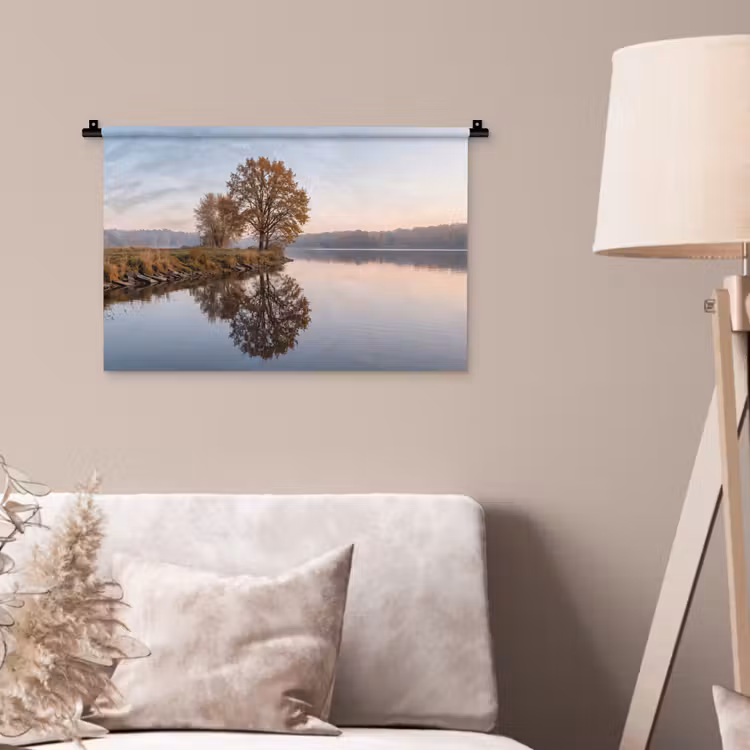 Wandkleed - Bomen - Reflectie - Water - Zonsopgang - Serene — 2