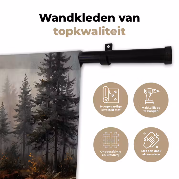 Wandkleed - Bospad - Herfstbladeren - Natuur - Schilderachtig - Oranje — 3