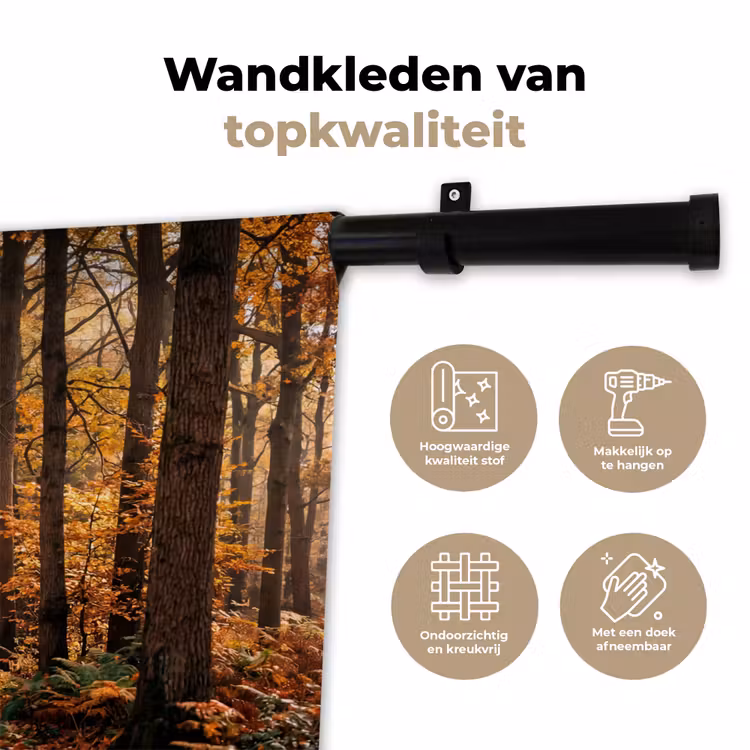 Wandkleed - Bospad - Herfstbos - Bladeren - Oranje - Nostalgisch — 3