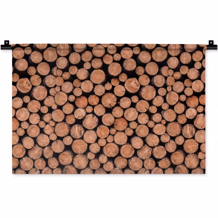 Wandkleed - Houtblokken - Textuur - Patroon - Bruin - Rustiek — 1