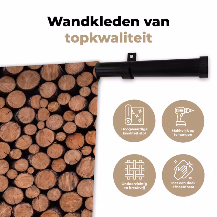Wandkleed - Houtblokken - Textuur - Patroon - Bruin - Rustiek — 3