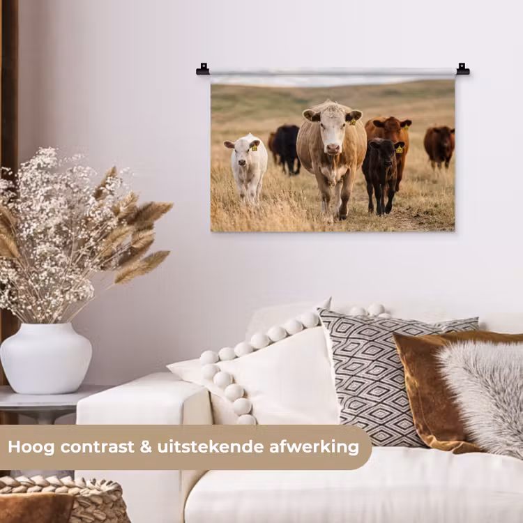Wandkleed - Runderen - Kudde - Landschap - Weide - Rustig — 4