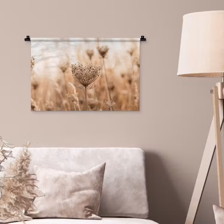 Wandkleed - Schermbloem - Droogbloem - Winter - Beige - Minimalistisch — 2