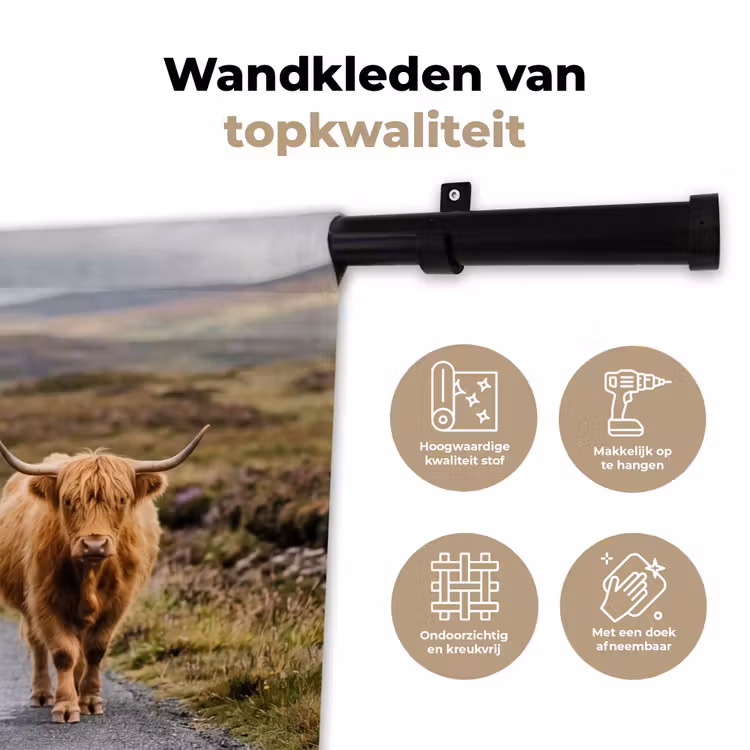 Wandkleed - Schotse Hooglanders - Weg - Landschap - Kudde — 3