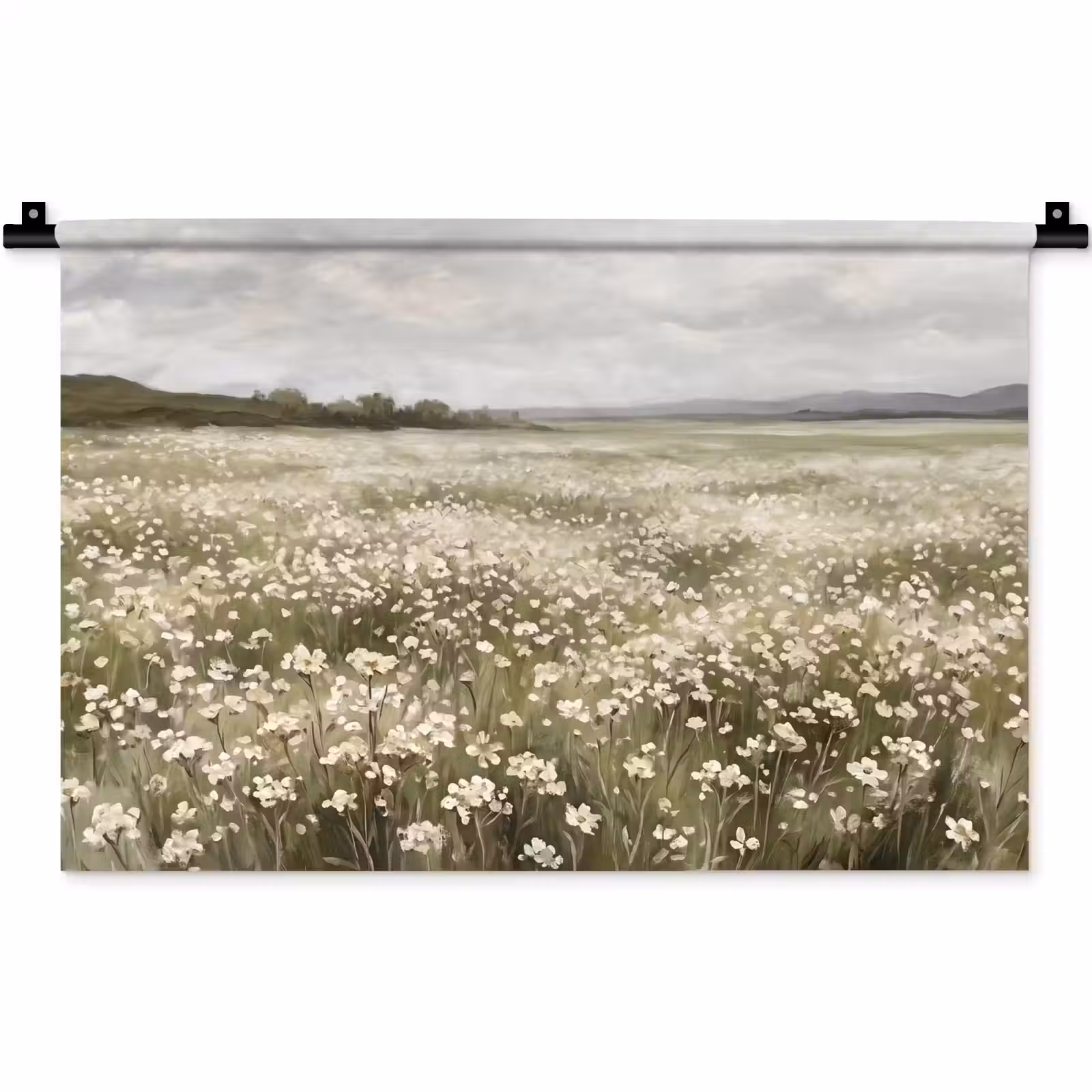 Wandkleed - Illustratie - Landschap - Wit — 1