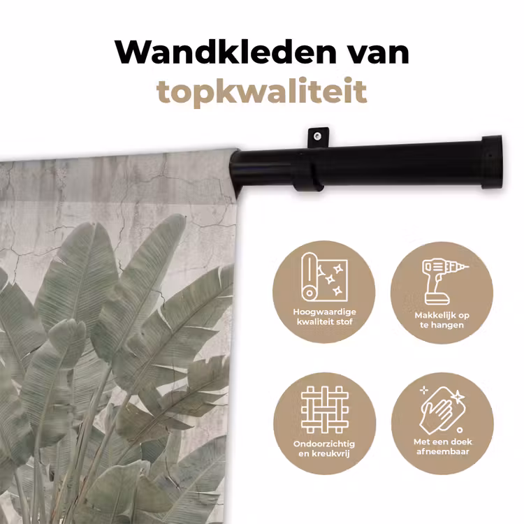 Wandkleed - Bananenbladeren - Beton - Groen — 3