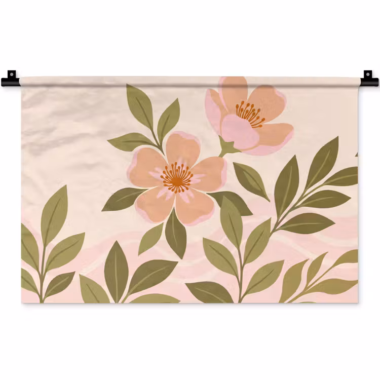 Wandkleed - Grafisch - Bloemen - Roze — 1