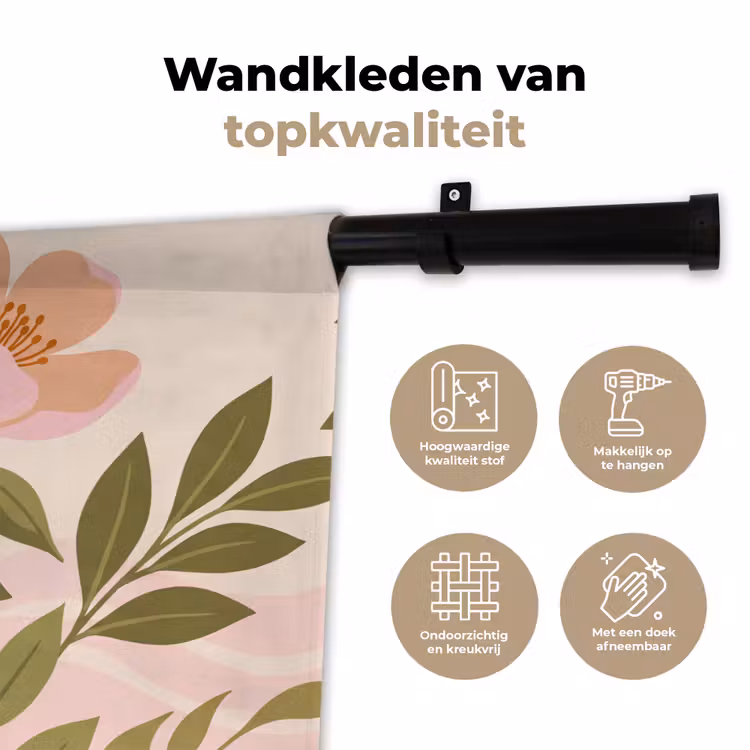 Wandkleed - Grafisch - Bloemen - Roze — 3
