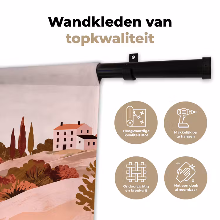 Wandkleed - Heuvellandschap - Grafisch - Terracotta — 3