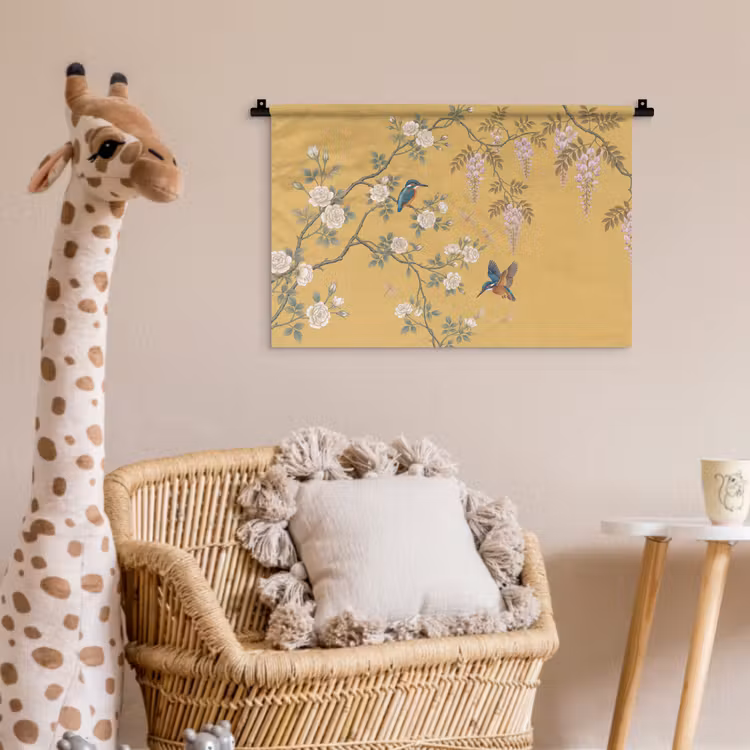 Wandkleed - IJsvogels - Bloesem - Geel — 5